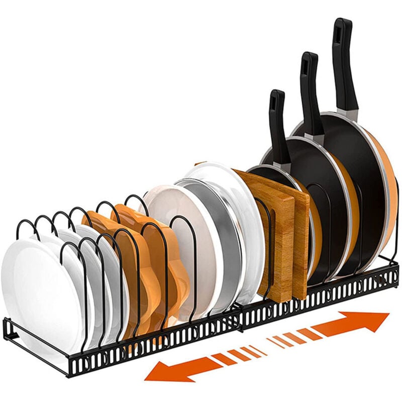 Pfannenhalter für Schublade, Erweiterbarer Topfdeckelhalter mit 14 Verstellbaren Teiler, Topfdeckel Aufbewahrung Pfannen Organizer Deckelhalter für