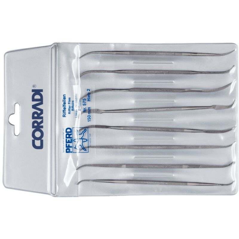 PFERD TOOLS Präzisions-Riffelfeilen-Set Typ 575 150mm Schweizer Hieb 2, mittel-fein
