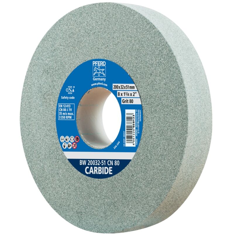 Schleifbockscheibe ø 200x32 mm Bohrung-Ø 51 mm SiC80 für harte Materialien z.B. Hartmetall - Pferd