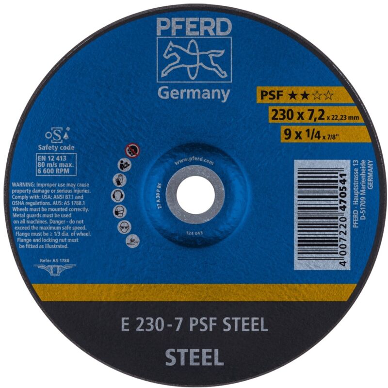 Tools 62023634 Schruppscheibe psf steel D230xS7,2mm gekröpft Stahl Bohrung - Pferd