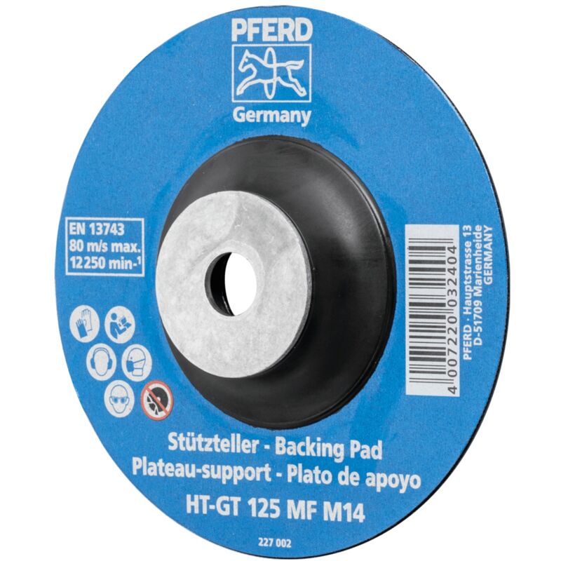 Hitzebeständiger Stützteller mit Spannmutter ø 125 ht-gt M14 für Winkelschleifer 125 - Pferd