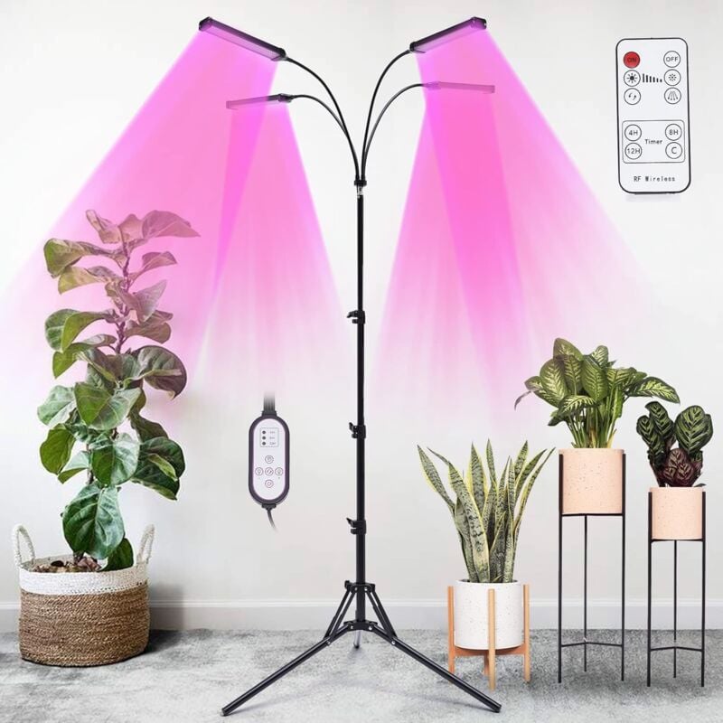 Pflanzenlampe led 4 Kopf Pflanzenlicht 420 LEDs Grow Light mit 4/8/12 Auto-Timer Pflanzenleuchte 3 Lichtmodi Einstellbar Wachsen licht Vollspektrum