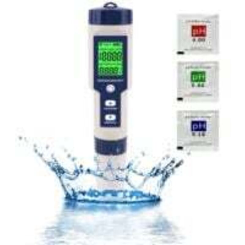 PH-Meter, 5-in-1-PH/TDS/EC/Salzgehalt/Temperaturmessgerät, Wasserqualitäts-Monitor-Tester für Pools, Hydrokultur, Trinkwasser, Aquarien