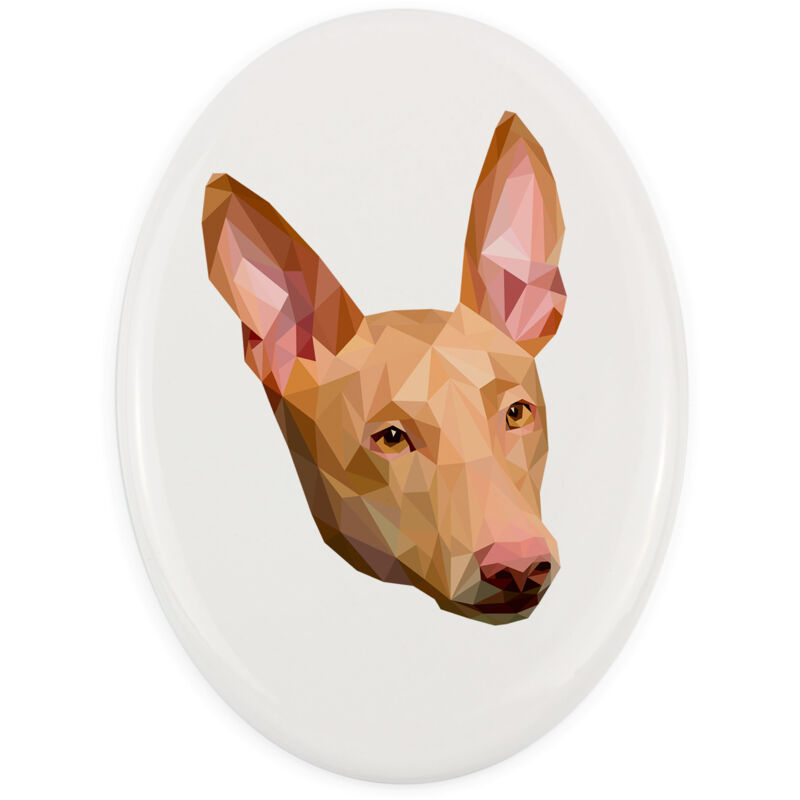 Pharaonenhund, Malteser Windhund - eine geometrische Fliese mit Foto und Aufschrift von Art-Dog