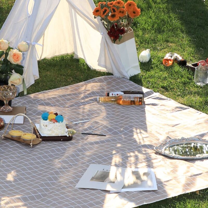 Tonchean - Picknickdecke, dick, groß, kompakt, stilvoll, groß, wasserdicht, nordische Tischdecken, Picknick-Tischset für eine Person, stilvoll,