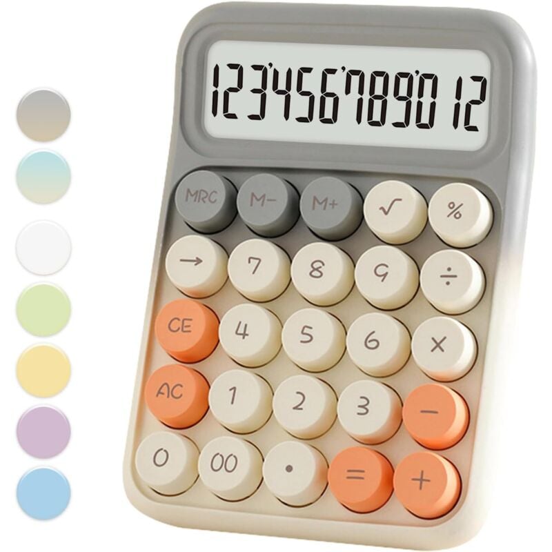 Taschenrechner (157 x 111 x 27 mm), cremefarben, Standard-Taschenrechner mit 12-stelliger Anzeige, Bürobedarf und Schreibtischzubehör