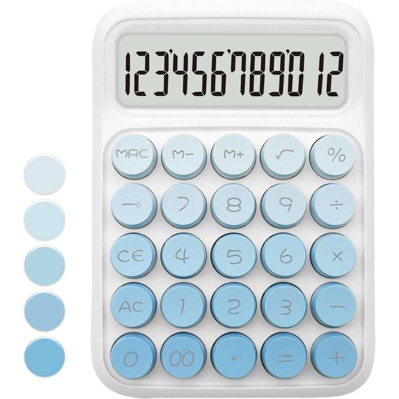 (157 x 111 x 27 mm) himmelblauer Taschenrechner, Standard-Taschenrechner mit 12-stelliger Anzeige, Bürobedarf und Schreibtischzubehör