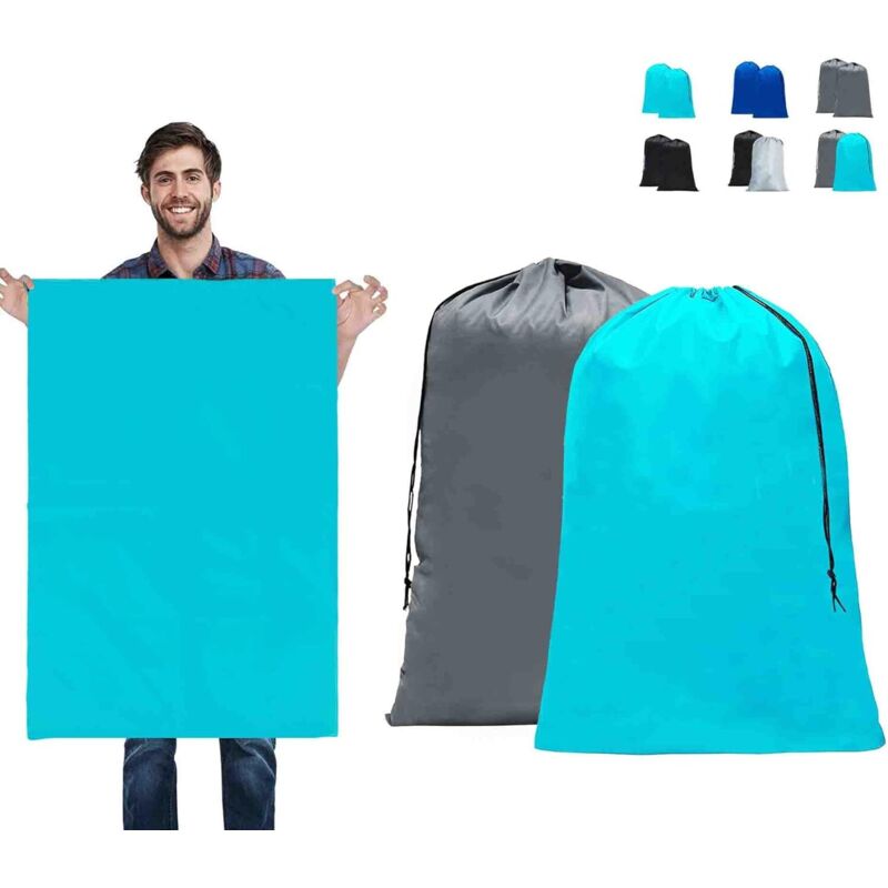 Jalleria - Pieces Großer Schmutzwäschesack 90 x 60 cm, Faltbarer Reise-Schmutzwäschesack 120L, Kinder-Reise-Schmutzwäschesack mit Kordelzug (Grau &