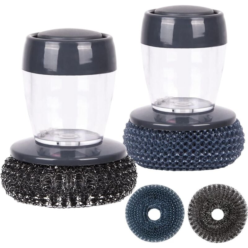 Pieces Spülbürste mit Seifenspender, Küchenreinigungsbürste mit 2 austauschbaren Bürstenköpfen, Reinigungsbürste für Küche, Waschbecken und Pfannen