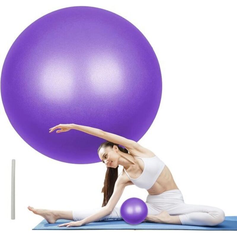 Pilatesball (25 cm) – Weicher Yogaball für Therapie und Fitness für Senioren – Aufblasbar mit Strohhalm – Platzsicherer Gymnastikball für