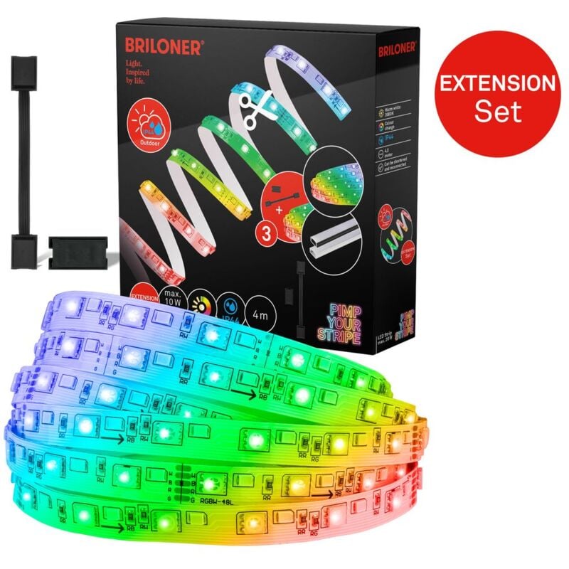 Briloner - Pimp Your Stripe Erweiterungsset led Strip 4m, IP44 Aussen, WiFi, rgb+w