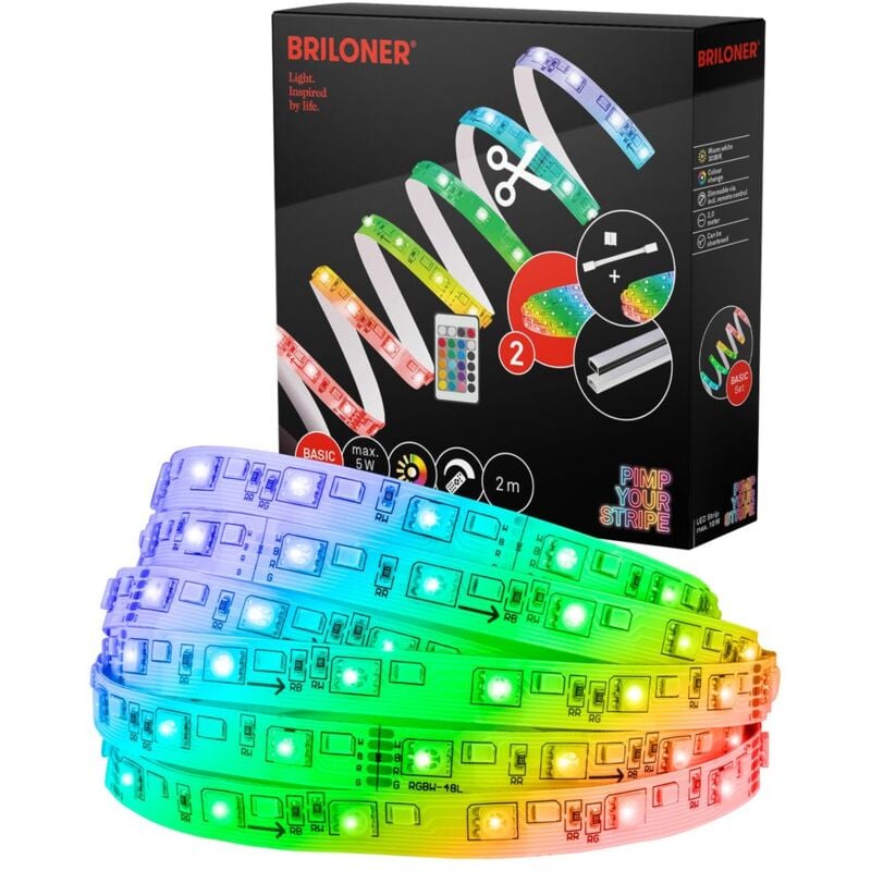 Briloner - Pimp Your Stripe Starterset led Strip 2m, rgb+w, Fernbedienung