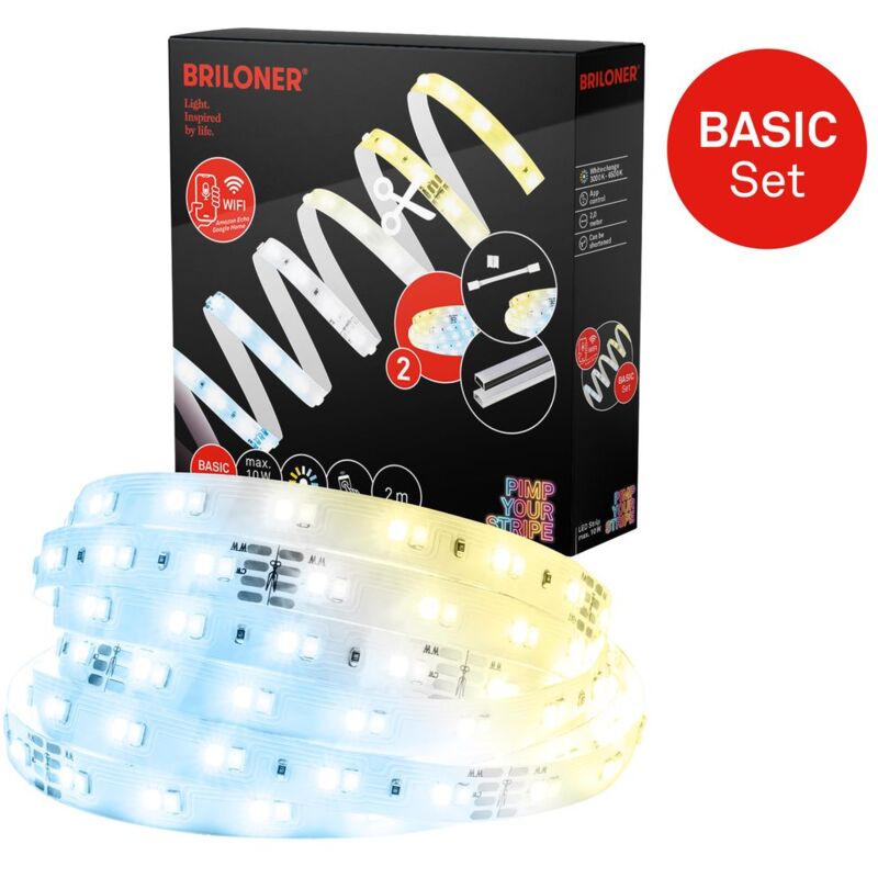 Pimp Your Stripe Starterset led Strip 2m, WiFi, cct, Sprachsteuerung