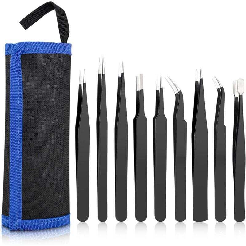 Pinzetten-Set – Modellbau-Set – Antistatische Pinzette – Kleines Set für Elektronikreparaturen, Schmuckherstellung, Industrie (Schwarz)