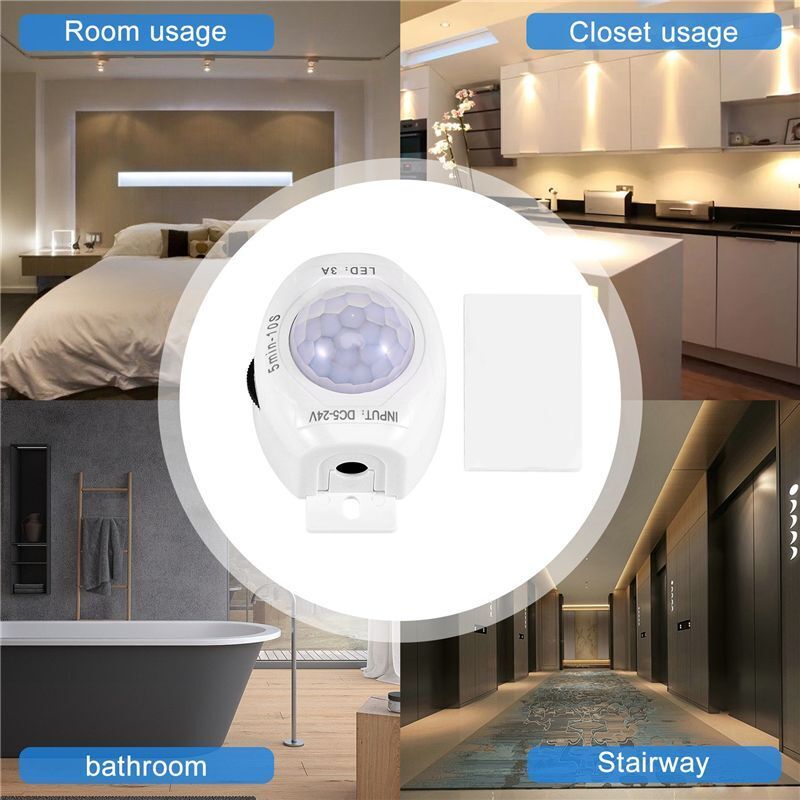 PIR Infrarot Bewegung Sensor Detektor DC5-24V Auto ein Aus Timer Schalter Haus LED Leuchte PIR Bewegung Sensor Lampe (Weiß)