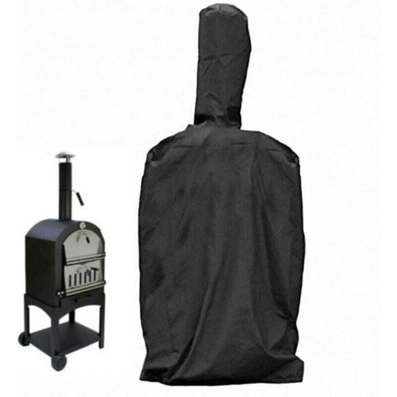 Pizzaofen-Abdeckung für den Außenbereich, Schutzhülle für Gartenofen mit Kordelzug, wasserdicht, staubdicht, schwarzes Oxford-Gewebe, 45 × 65 × 165 cm