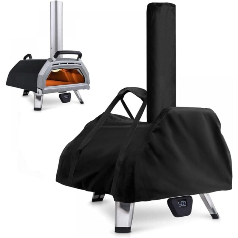Pizzaofen-Abdeckung, wasserdichte, wetterfeste Pizzaofen-Abdecktasche aus Oxford-Gewebe, Pizzaofen-Zubehör, Schwarz, 83 x 52 x 34 cm