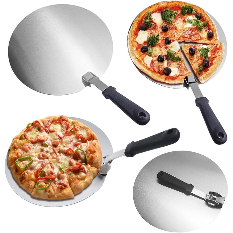 Pizzaschaufel, runder Spachtel aus Metall, 12 Zoll, mit klappbarem Griff, zum Backen von hausgemachtem Pizzabrot im Grillofen