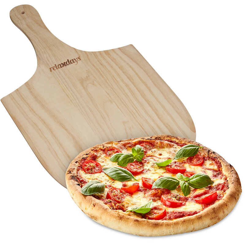 Relaxdays - Pizzaschieber aus Holz, mit handlichem Griff, für Brot & Flammkuchen, Pizzaschaufel, BxT: 30,5 x 54 cm, natur