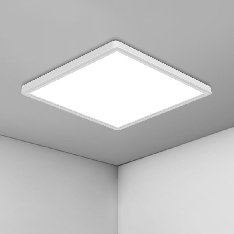 GOECO 36W LED-Deckenleuchte, ultradünne quadratische Deckenleuchte 30CM IP44, moderne Deckenleuchte 3240LM 6500K Kaltweiß für Badezimmer Wohnzimmer