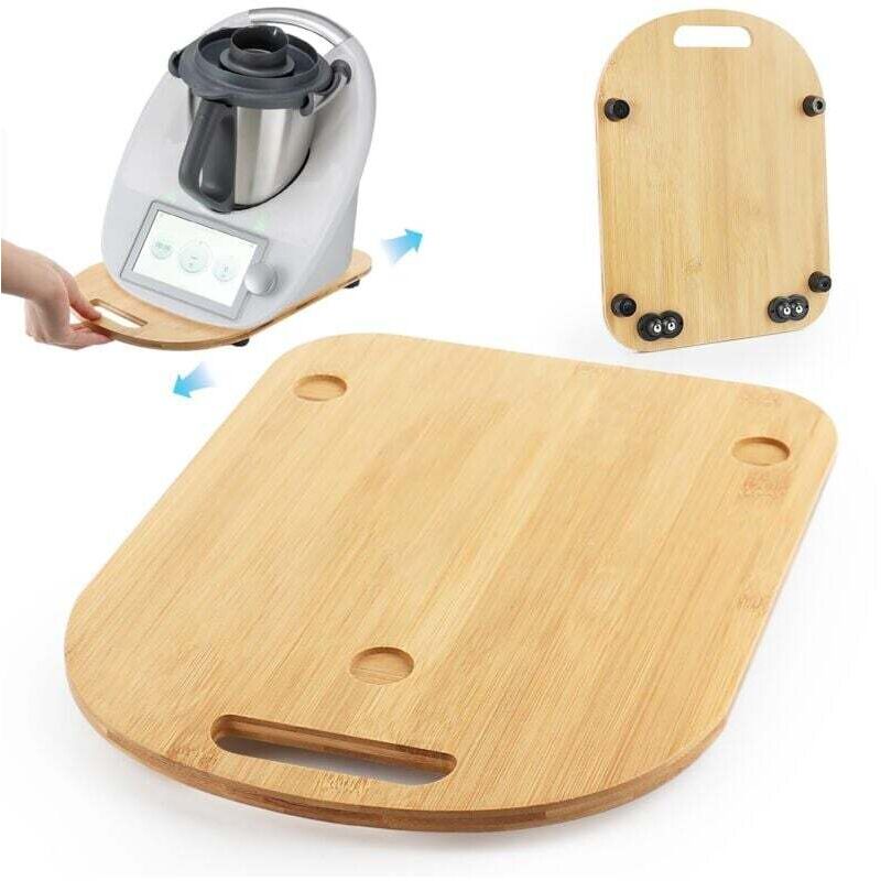 Schiebebrett für Thermomix TM6/TM5, Holzschieber mit Rollen für Thermomix, Stützbrett mit Griff für Thermomix, Schnell- und sicheres Bewegen des