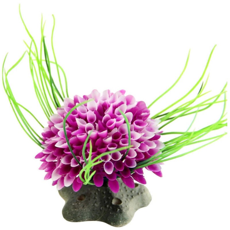 Trade Shop Traesio - Trade Shop - Künstliche Pflanze für Aquarium, künstliche Pflanzen, Kunststoff, lila Busch -