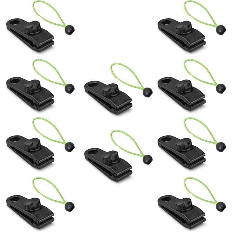Memkey - Planen-Clips, 20 Planen-Clips mit Bungee-Seilen, robuste Planen-Clips, Markisen-Zubehör, verwendet für Zelte, Markisen, Gartenarbeit,