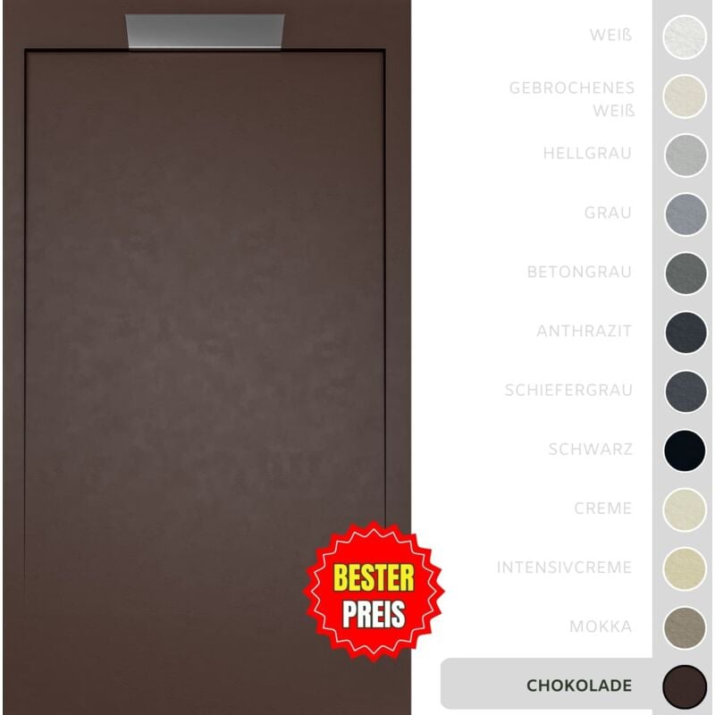 Duschwanne – Harz – Gelcoat – Glatte/Stein-Textur – schokolade – Rutschfest- 110x90 Extra flach 3 cm – Elegantes Design - Soulbath