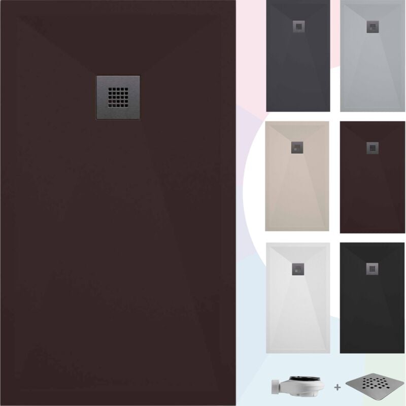 Duschwanne – Harz – Gelcoat – Glatte/Stein-Textur – Rutschfest – Farbe Schokolade - 60X60- Extra flach 3 cm. Standard - Soulbath