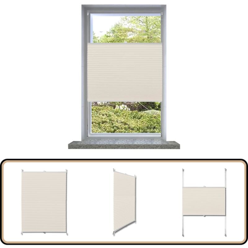 Plissee Faltrollo Rollo Jalousie klemmen 90x125cm Creme - Sonnen- Und Sichtschutz - Plissee - Rollo - Jalousie - Fensterdekoration