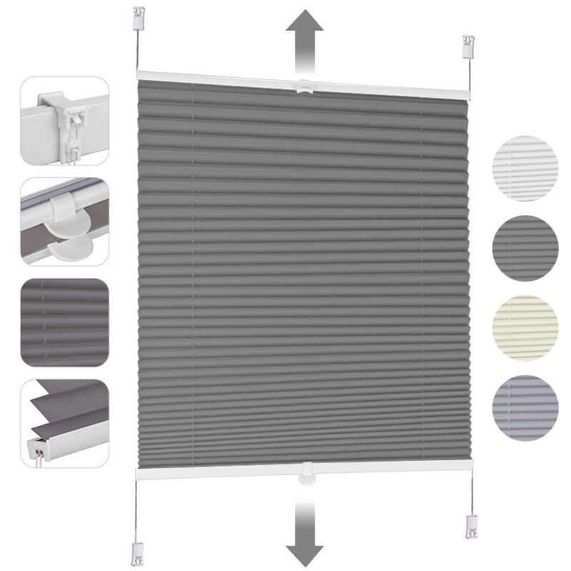 Plissee ohne Bohren Klemmfix, Faltrollo Jalousie Plissee Rollo, Verspannt Blickdicht Sichtschutz und Sonnenschutz Easyfix Fensterollo für Fenster &