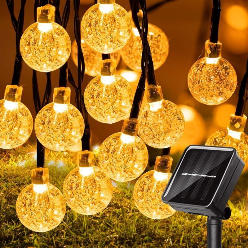 Poerpig 12M 100 LED Solar-Lichterkette für den Außenbereich, wasserdichte Solar-Lichterkette, 8 Beleuchtungsmodi, Solar-Lichterkette für den