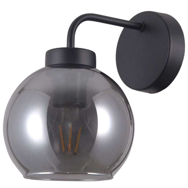 Poggi - Skandinavische Wandleuchte Schwarz Matt 1 Licht mit Smoky Shade, E27 - Italux