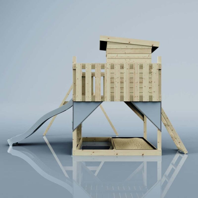 Spielturm Alma aus Holz in BlauBabyschaukel - Polarplay