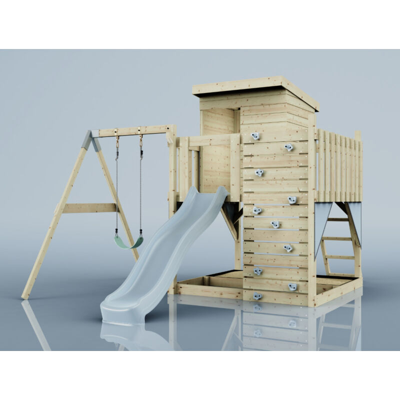Spielturm Alma aus Holz in GrünKinderschaukel - Polarplay