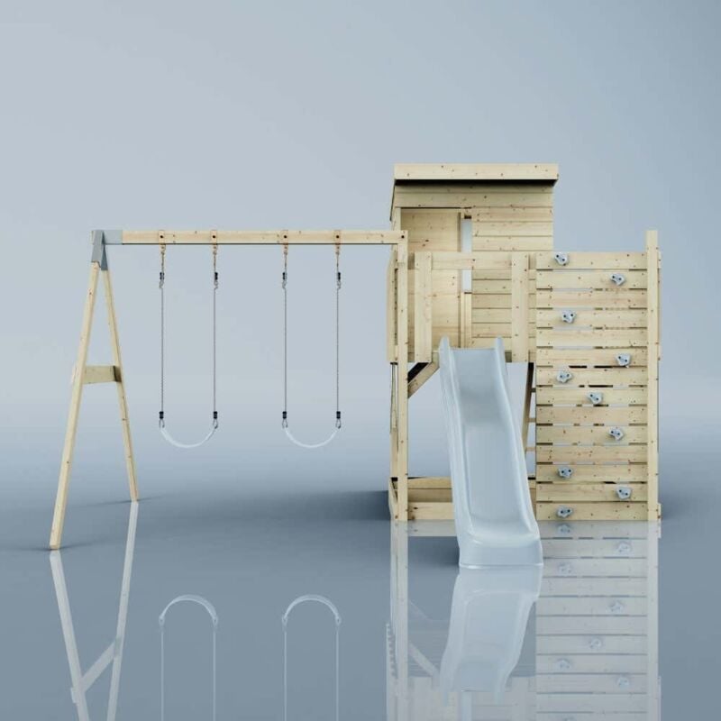 Spielturm Björn aus Holz in BlauKinderschaukel - Polarplay