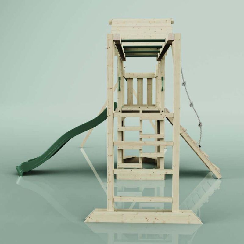 Spielturm Helsingborg aus Holz in GrünKinderschaukel - Polarplay