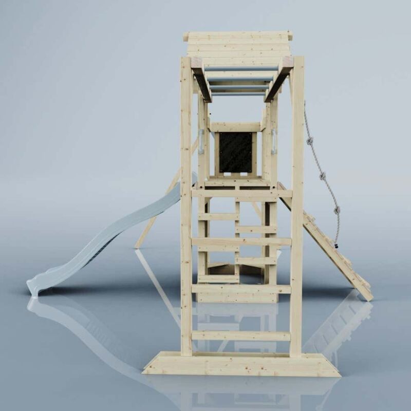 Spielturm Helsingborg aus Holz in BlauKinderschaukel - Polarplay