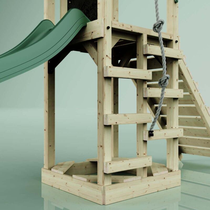 Spielturm Göteborg aus Holz in GrünBabyschaukel - Polarplay