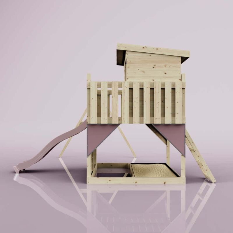 Spielturm Nils aus Holz in RosaKinderschaukel - Polarplay