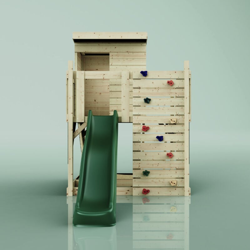 PolarPlay Stelzenhaus Polarlicht aus Holz in Grün