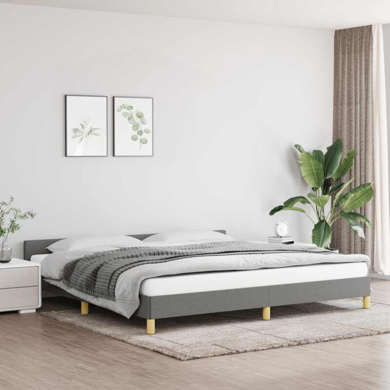 Bettgestell ohne Matratze Dunkelgrau 200x200 cm Stoff vidaXL