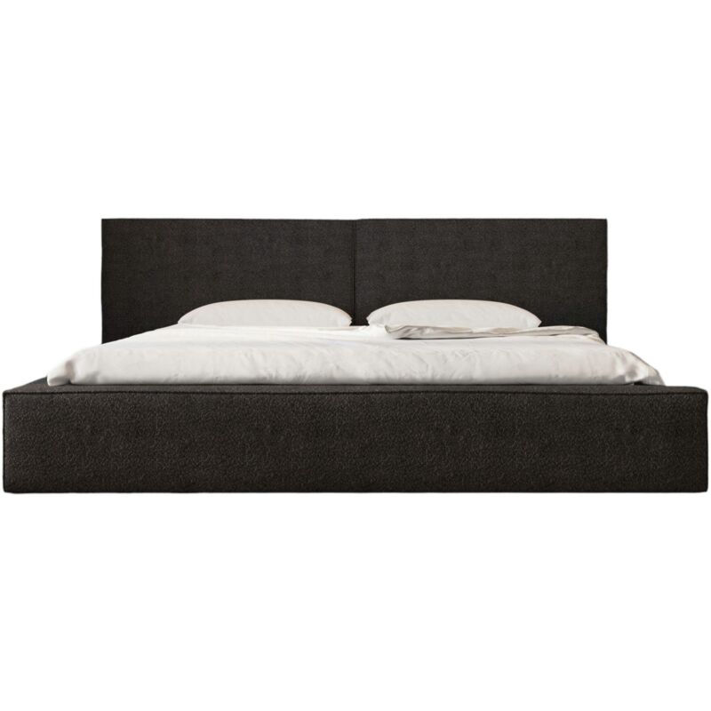 Polsterbett mit Kopfstütze, Bettkasten und Lattenrost, gepolstertes Kopfteil, Bett mit Stauraum bett 06 (Schwarz (Anthology 19), 180x200 cm)