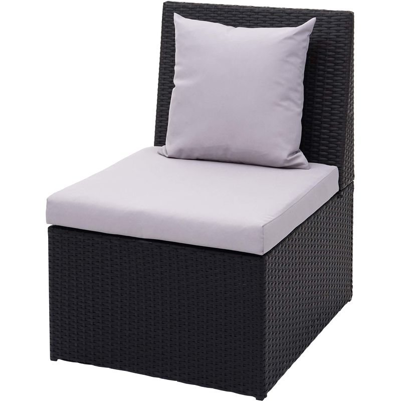 Poly-Rattan Sessel HHG 876, Lounge-Rattanstuhl Gartenstuhl, Gastronomie schwarz, Kissen hellgrau