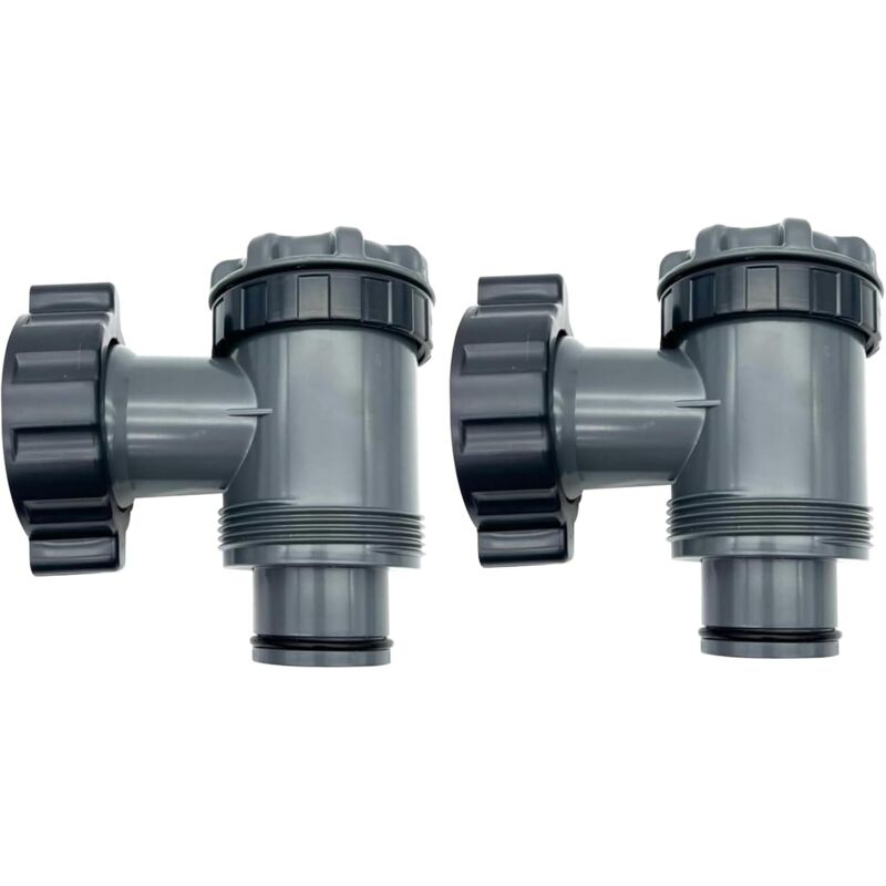 Pool Einlauf/Auslauf Ventil, 2er Set - Kompatibel mit Intex, Bestway, Coleman - Für 1-1/2 Zoll Schlauch & Filterpumpe