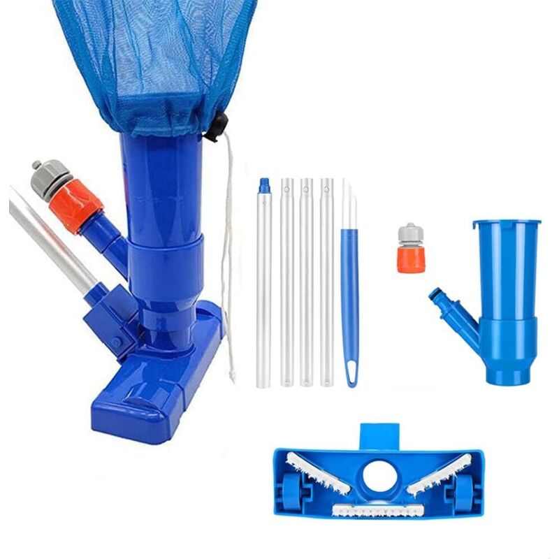 Pool-Staubsauger-Set, Mini-Jet-Pool-Staubsauger, mit Bürste, Beutel und 5 Stangen, Pool-Reinigungszubehör für Blätter, Schmutz, Sand und Kalk
