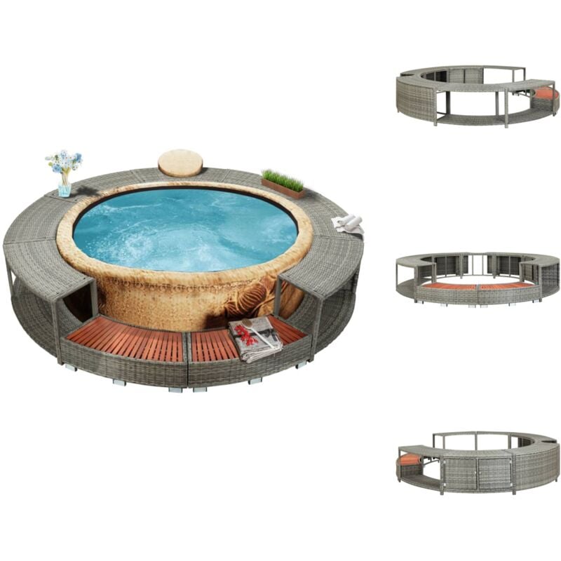 Vidaxl - Pool- & Whirlpool-Zubehör - Living Whirlpool-Umrandung Grau Poly-Rattan