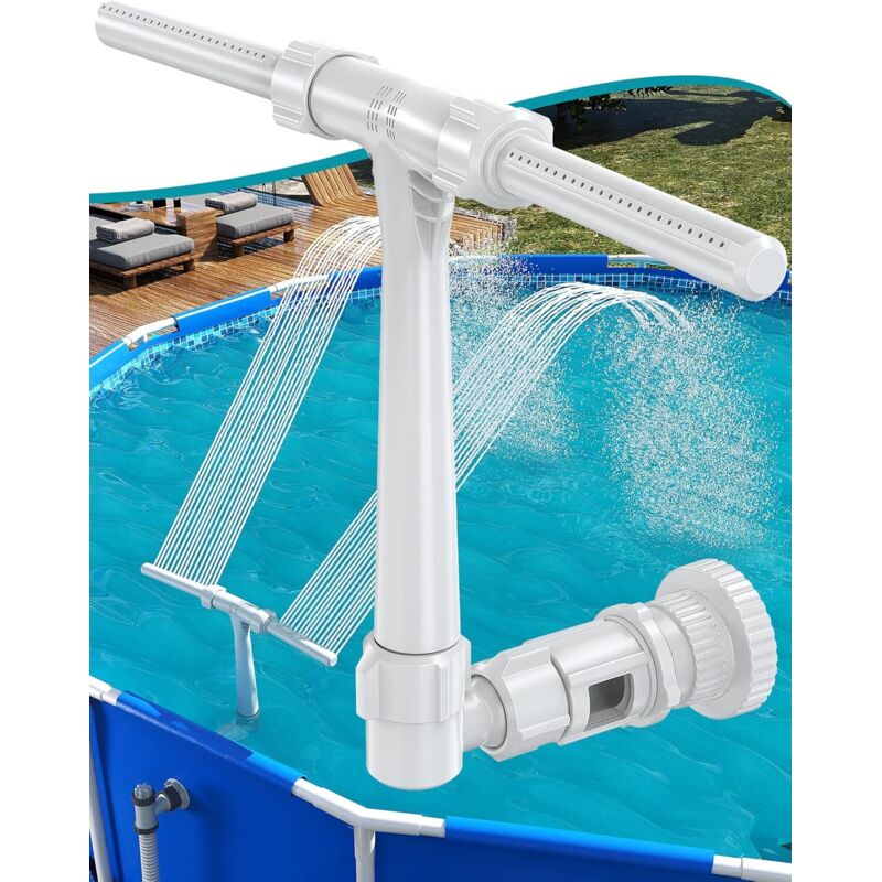 Poolbrunnen für oberirdische und überirdische Pools, einstellbarer Dual-Jet-Wasserfall-Sprinklerkühler für Pools, Pool-Spa-Brunnen,