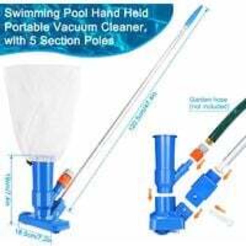 Poolstaubsauger, Schwimmbad mit 5-teiligem Saugkopf, ideal für oberirdische und aufblasbare Pools, Spa, Teich, Brunnen