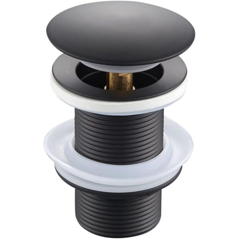 Pop-Up-Ablaufventil für Waschbecken, Ablaufgarnitur für Waschbecken (ohne Überlauf, schwarz), universelles Ablaufventil für Waschbecken und